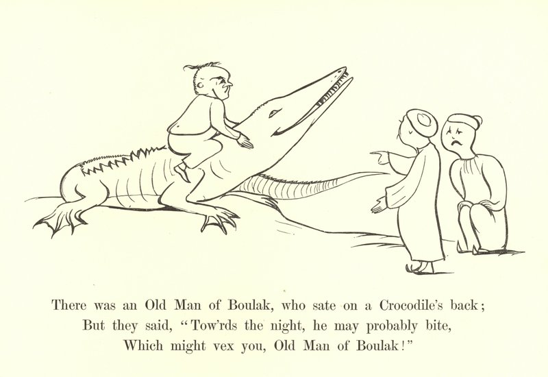 Det var en gammel mann fra Boulak, som satt på ryggen til en krokodille av Edward Lear