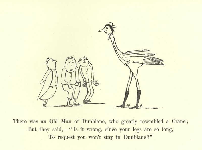 Det var en gammel mann fra Dunblane, som lignet mye på en kran av Edward Lear