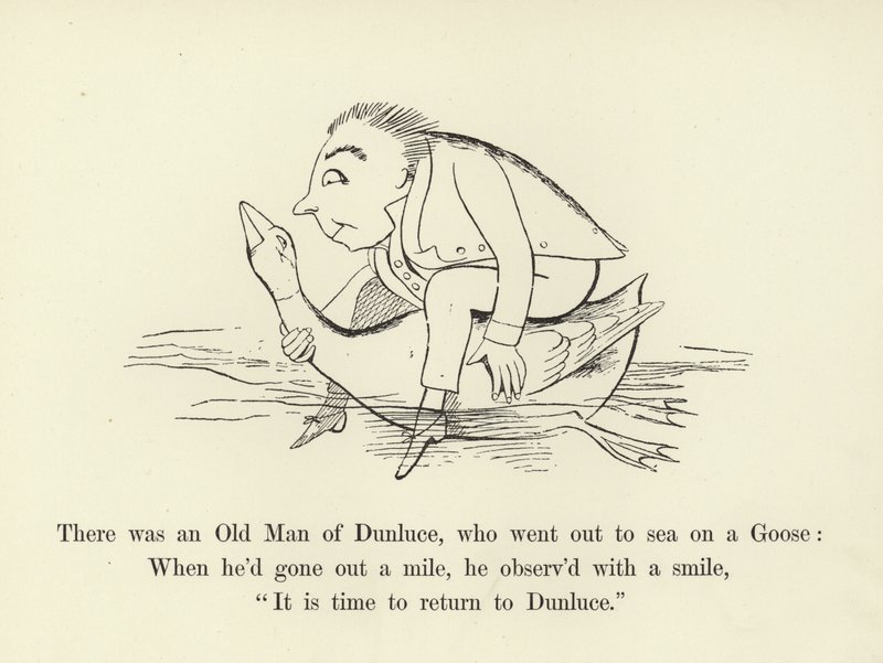 Det var en gammel mann fra Dunluce, som dro ut på havet på en gås av Edward Lear