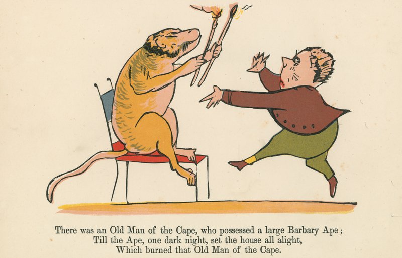 Det var en gammel mann fra Kapp, som hadde en stor Barbary-ape, fra 