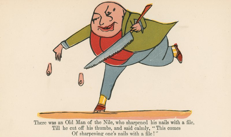 Det var en gammel mann fra Nilen, som slipte neglene med en fil, fra 
