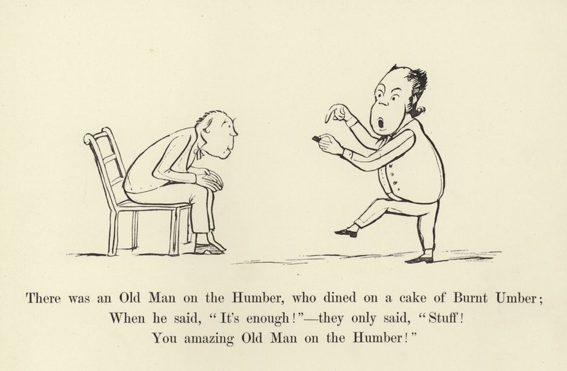 Det var en gammel mann på Humberen, som spiste middag på en kake av Burnt Umber av Edward Lear