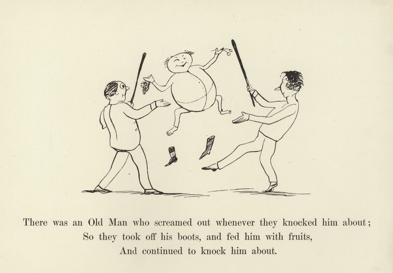 Det var en gammel mann som skrek ut hver gang de slo ham rundt av Edward Lear
