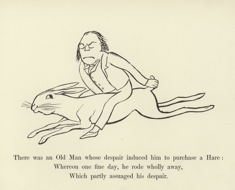 Det var en gammel mann, hvis fortvilelse fikk ham til å kjøpe en hare av Edward Lear