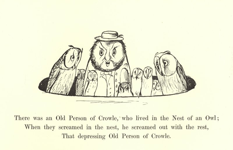 Det var en gammel person av Crowle, som bodde i reiret til en ugle av Edward Lear