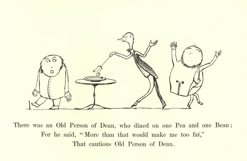 Det var en gammel person av Dean, som spiste på en ert og en bønne av Edward Lear