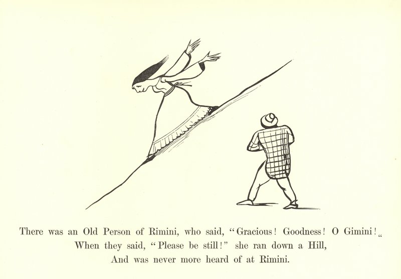 Det var en gammel person fra Rimini, som sa: Nådig! Godhet! AV Tvillingene! av Edward Lear