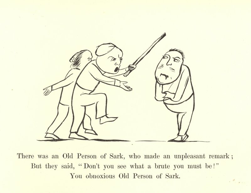 Det var en gammel person av Sark, som kom med en ubehagelig kommentar av Edward Lear