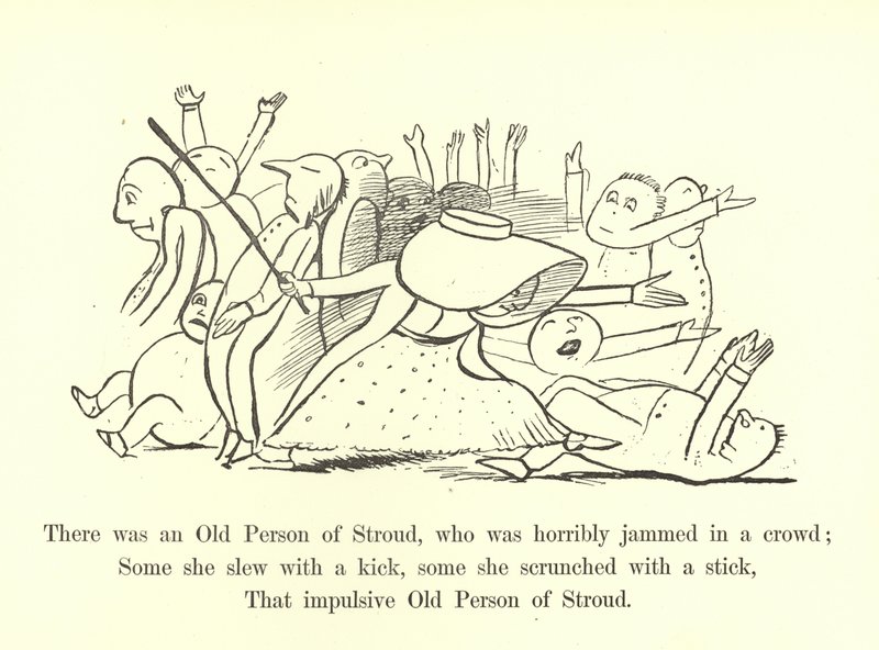 Det var en gammel person av Stroud, som var fryktelig fastklemt i en folkemengde av Edward Lear