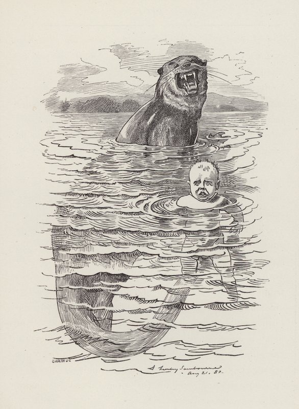 Illustrasjon for The Water-Babies av Charles Kingsley (gravering) av Edward Linley (after) Sambourne