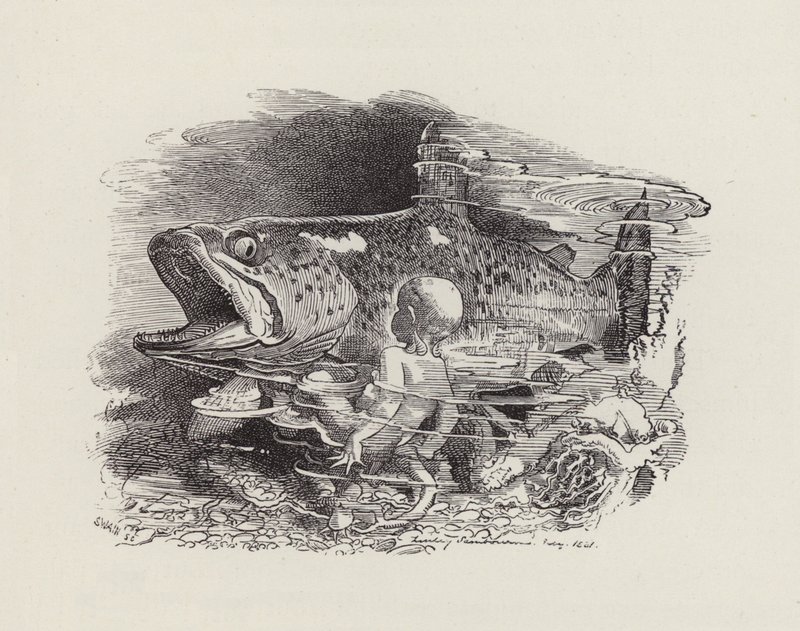Illustrasjon for The Water-Babies av Charles Kingsley (gravering) av Edward Linley (after) Sambourne