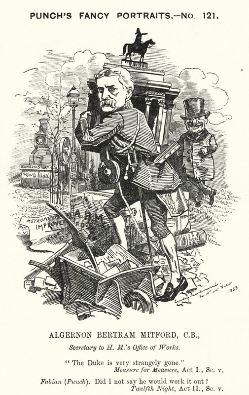 Punch tegneserie: Algernon Bertram Freeman-Mitford av Edward Linley (after) Sambourne