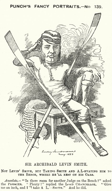 Punch tegneserie: Archibald Levin Smith, engelsk dommer og roer som konkurrerte i University Boat Race og på Henley Royal Regatta (gravering) av Edward Linley (after) Sambourne