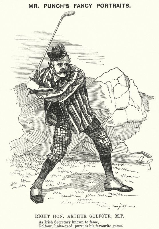 Punch tegneserie: Arthur Balfour, britisk konservativ politiker og statsminister (gravering) av Edward Linley (after) Sambourne