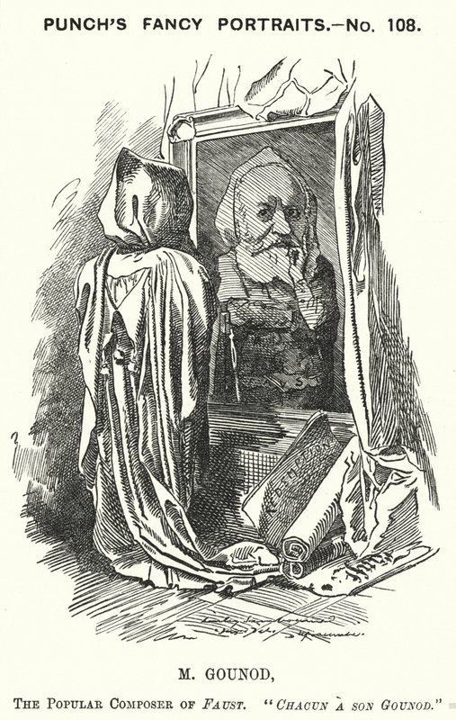 Punch tegneserie: Charles Gounod, fransk komponist (gravering) av Edward Linley (after) Sambourne