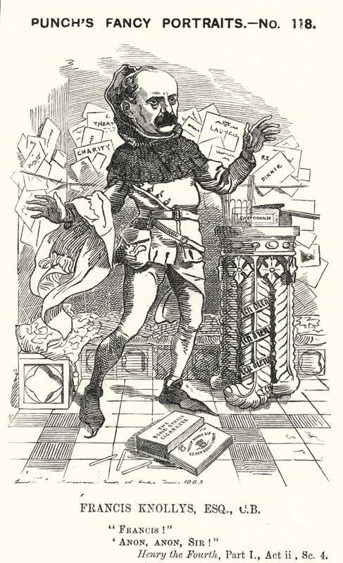 Punch tegneserie: Francis Knollys, privat sekretær for Prince of Wales (gravering) av Edward Linley (after) Sambourne