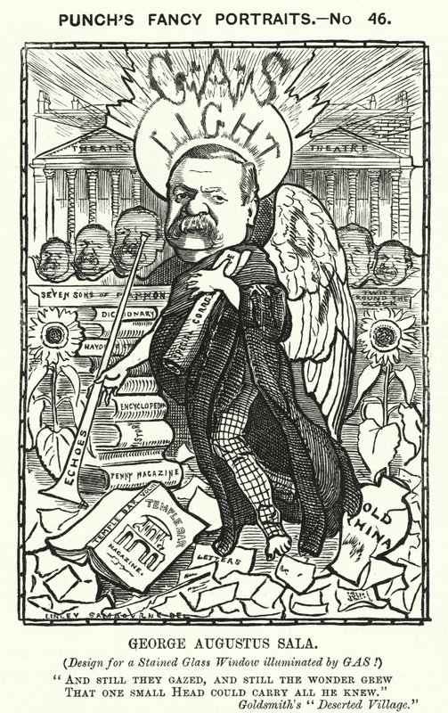 Punch tegneserie: George Augustus Sala, engelsk forfatter og journalist (gravering) av Edward Linley (after) Sambourne