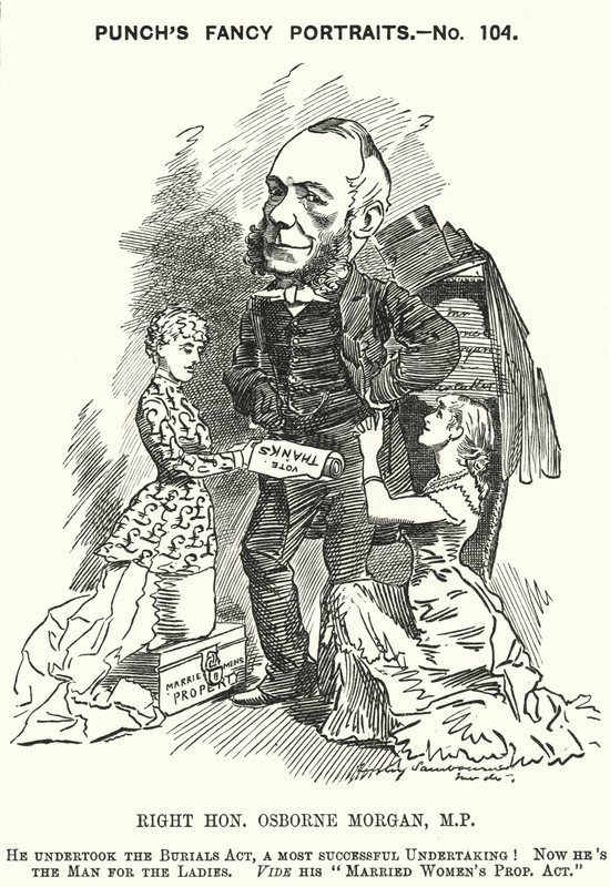 Punch tegneserie: George Osborne Morgan, walisisk advokat og liberal politiker (gravering) av Edward Linley (after) Sambourne