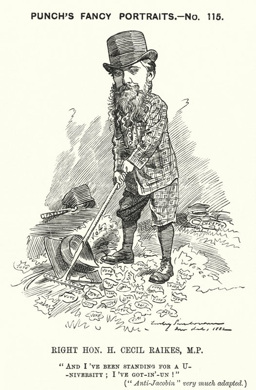 Punch tegneserie: Henry Cecil Raikes, engelsk konservativ politiker (gravering) av Edward Linley (after) Sambourne