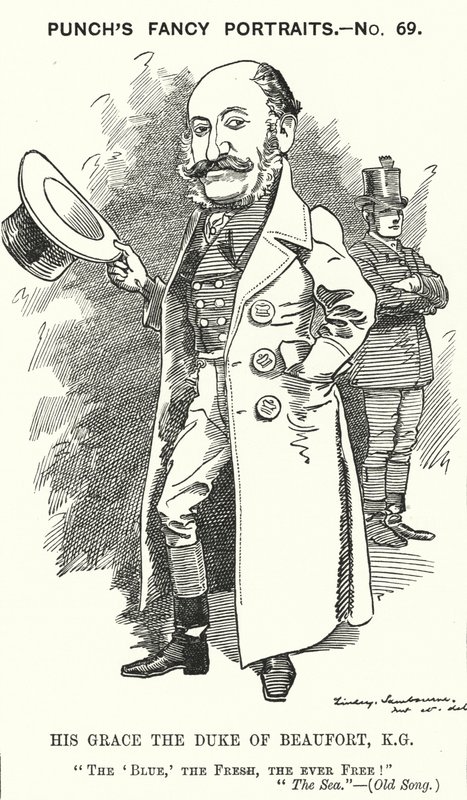 Punch tegneserie: Henry Charles Fitzroy Somerset, 8. hertug av Beaufort, engelsk soldat og konservativ politiker (gravering) av Edward Linley (after) Sambourne