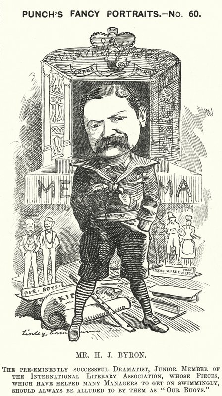 Punch tegneserie: Henry James Byron, engelsk dramatiker (gravering) av Edward Linley (after) Sambourne