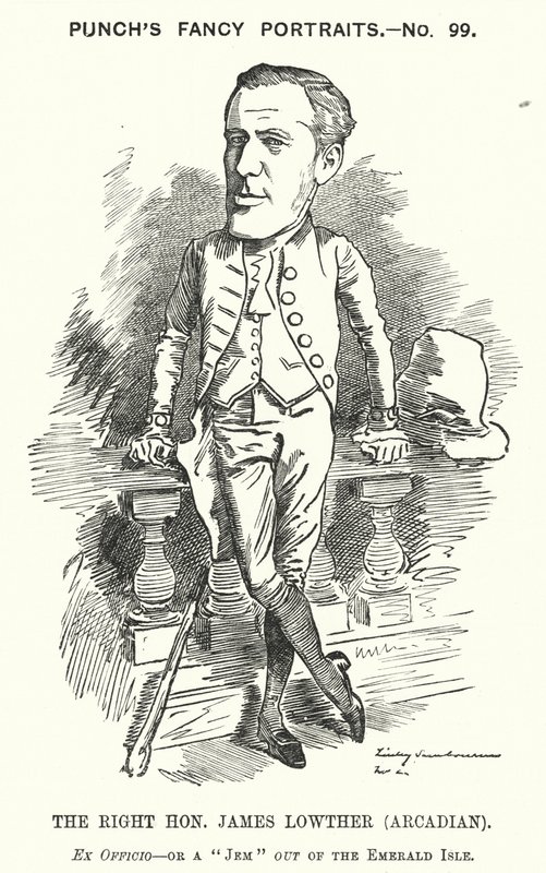 Punch tegneserie: James Lowther , engelsk konservativ politiker og idrettsmann (gravering) av Edward Linley (after) Sambourne