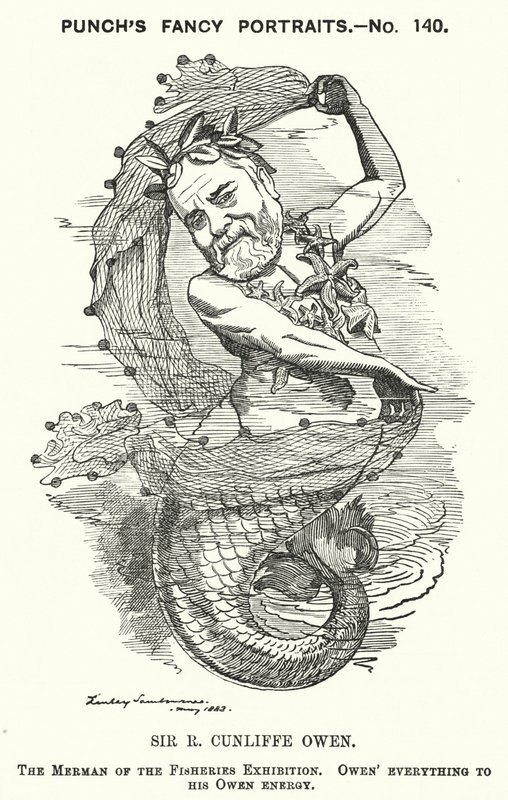 Punch tegneserie: Philip Cunliffe-Owen, britisk utstillingsarrangør og direktør for South Kensington Museum, London (gravering) av Edward Linley (after) Sambourne