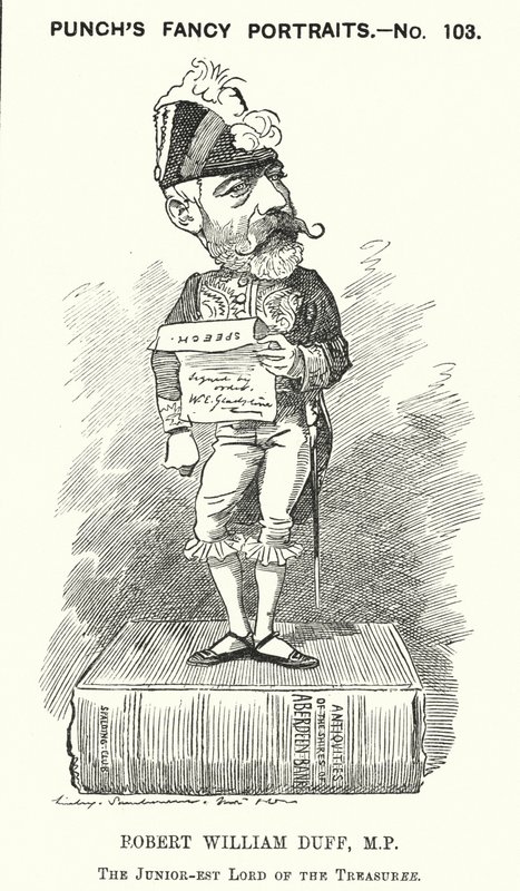 Punch tegneserie: Robert William Duff, skotsk liberal politiker (gravering) av Edward Linley (after) Sambourne