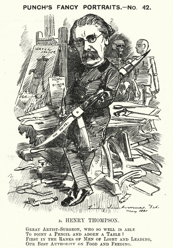 Punch tegneserie: Sir Henry Thompson, engelsk kirurg (gravering) av Edward Linley (after) Sambourne