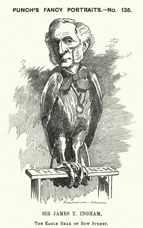 Punch tegneserie: Sir James Taylor Ingham, engelsk advokat og politidommer (gravering) av Edward Linley (after) Sambourne