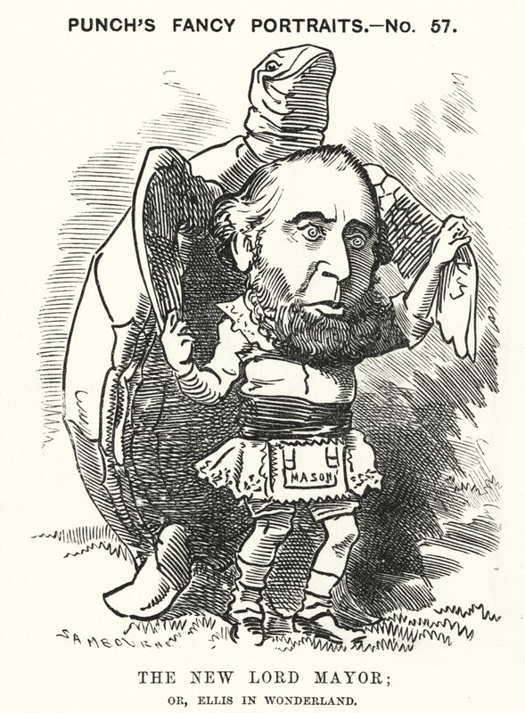 Punch tegneserie: Sir John Ellis, Lord Mayor of London i 1881 (gravering) av Edward Linley (after) Sambourne