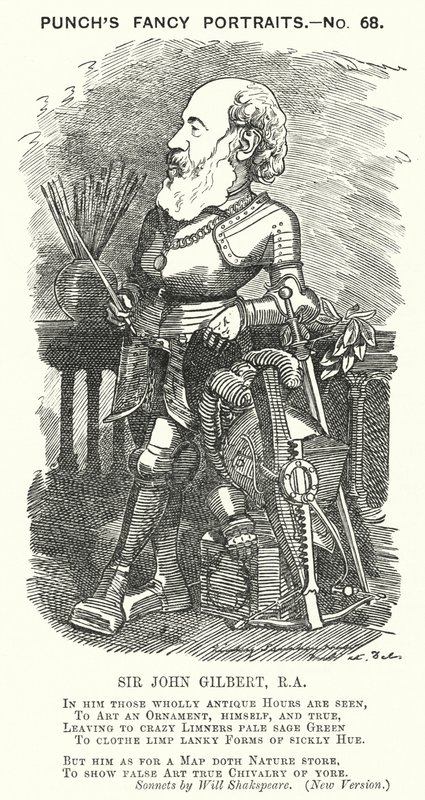 Punch tegneserie: Sir John Gilbert, engelsk kunstner (gravering) av Edward Linley (after) Sambourne