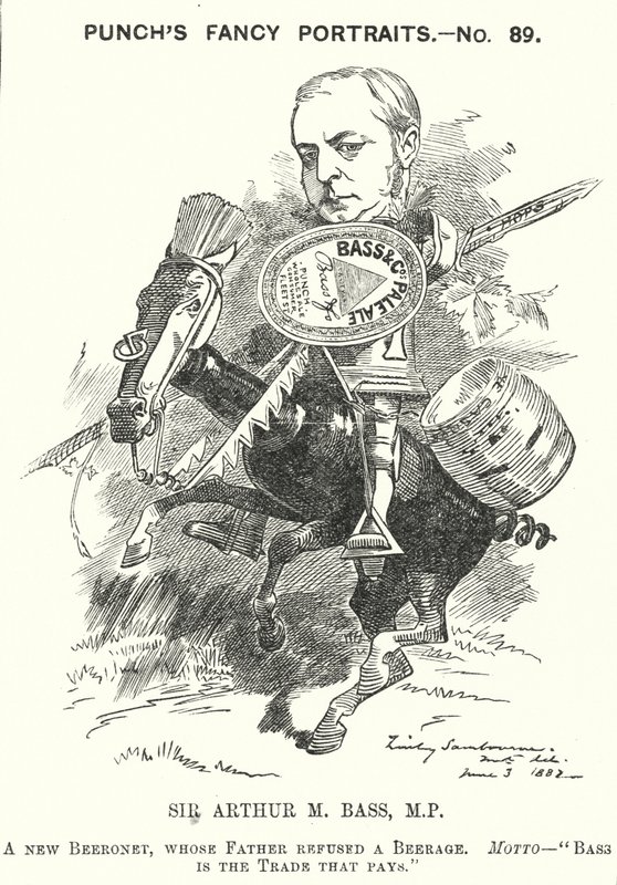 Punch tegneserie: Sir Michael Arthur Bass av Edward Linley (after) Sambourne