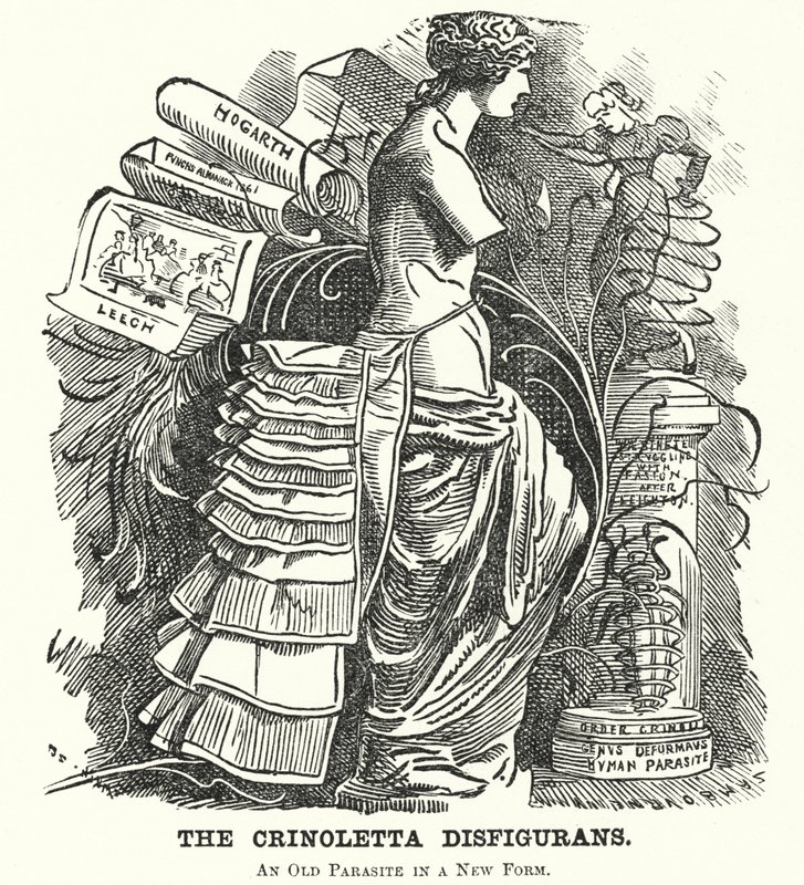 Punch tegneserie: The Crinoletta Disfigurans (gravering) av Edward Linley (after) Sambourne
