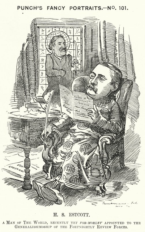 Punch tegneserie: Thomas Hay Sweet Estcott, engelsk journalist og redaktør (gravering) av Edward Linley (after) Sambourne