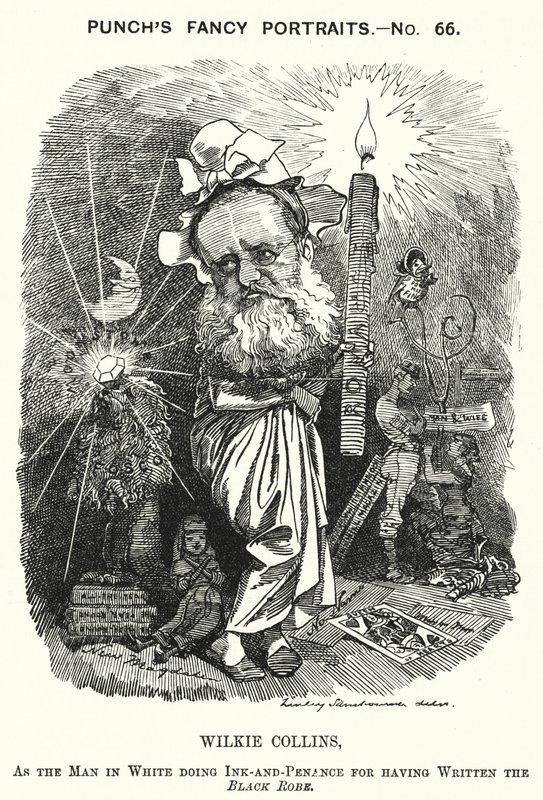Punch tegneserie: Wilkie Collins, engelsk romanforfatter, dramatiker og novelleforfatter (gravering) av Edward Linley (after) Sambourne