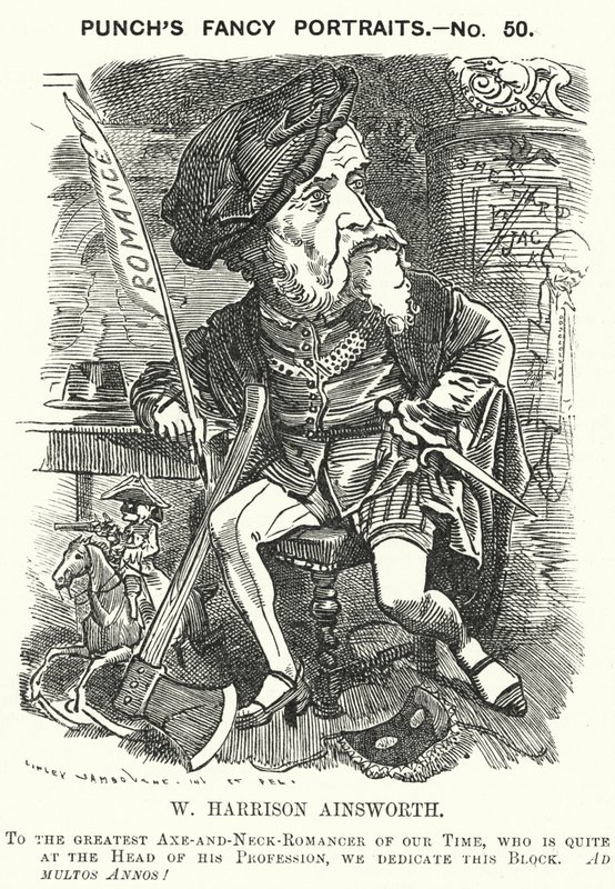 Punch tegneserie: William Harrison Ainsworth, engelsk historisk romanforfatter (gravering) av Edward Linley (after) Sambourne