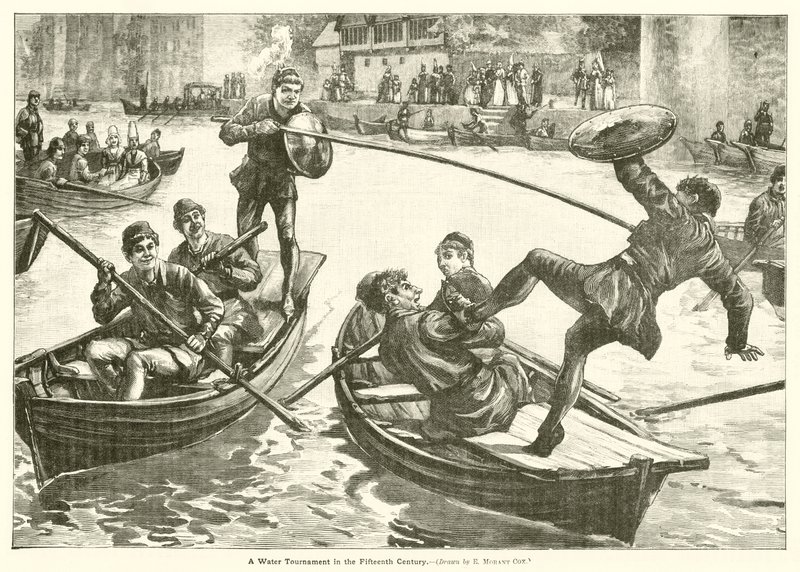 En vannturnering på det femtende århundre (gravering) av Edward Morant Cox