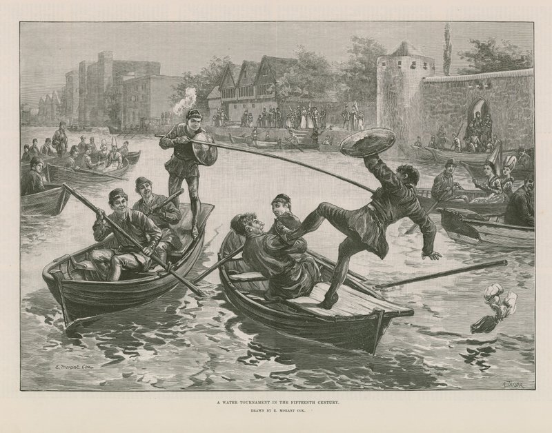 En vannturnering på det femtende århundre (gravering) av Edward Morant Cox