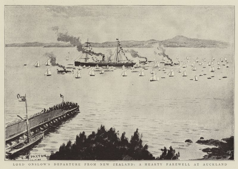 Lord Onslows avgang fra New Zealand, et hjertelig farvel i Auckland av Edward Payton
