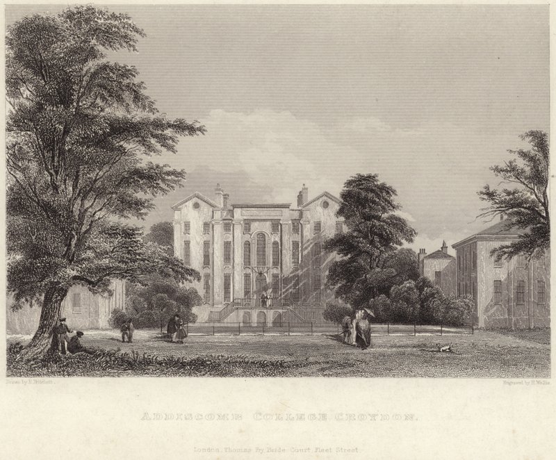 Addiscombe College i Croydon (gravering) av Edward Pritchett