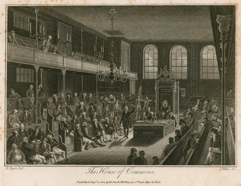 Underhuset, ødelagt av brann, 16. oktober 1834 av Edward Pugh