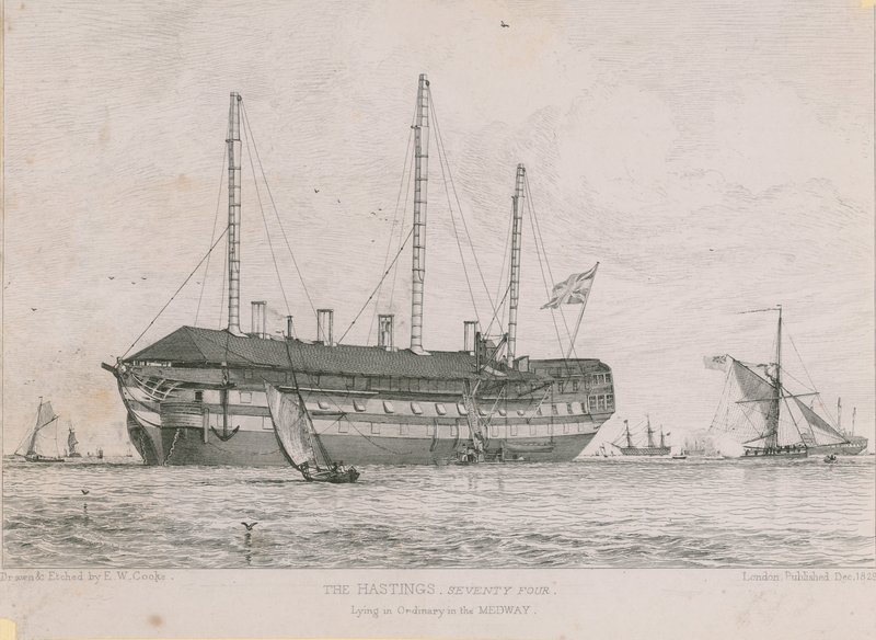 Hastings som ligger i Ordinary in the Medway av Edward William Cooke