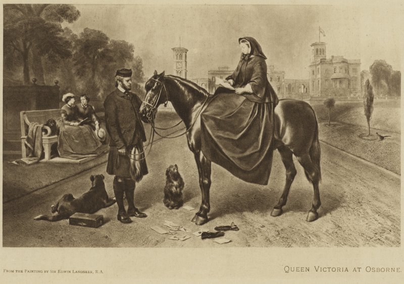 Dronning Victoria sitter på en hest ved Osborne av Edwin Landseer
