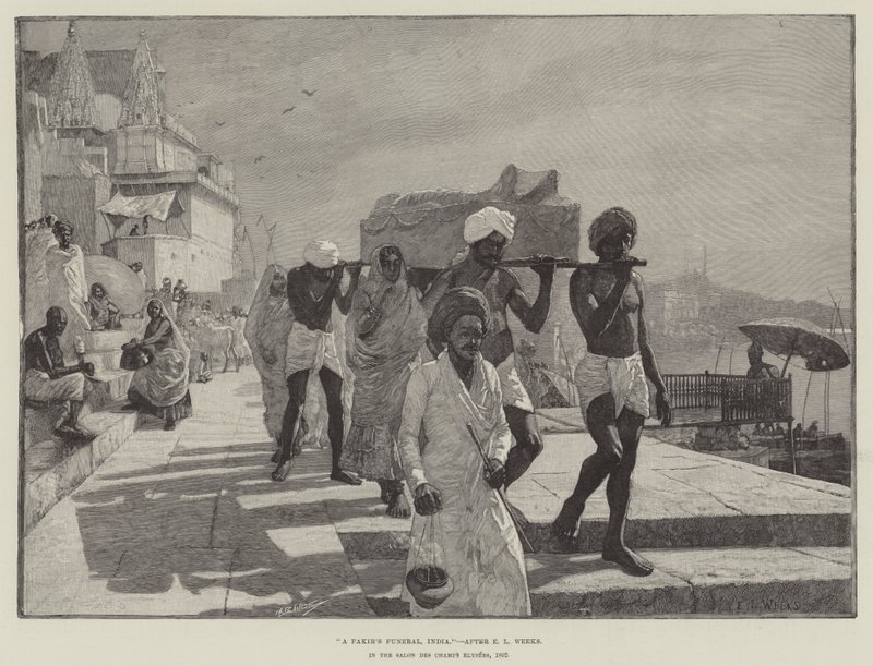 En Fakirs begravelse, India av Edwin Lord Weeks