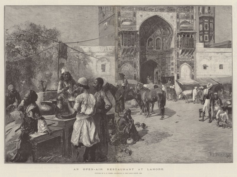 En friluftsrestaurant i Lahore av Edwin Lord Weeks