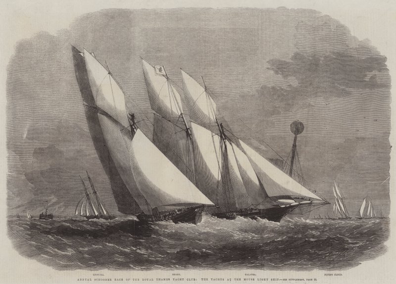 Årlig Schooner Race av Royal Thames Yacht Club, Yachts på Mouse Light Ship av Edwin Weedon