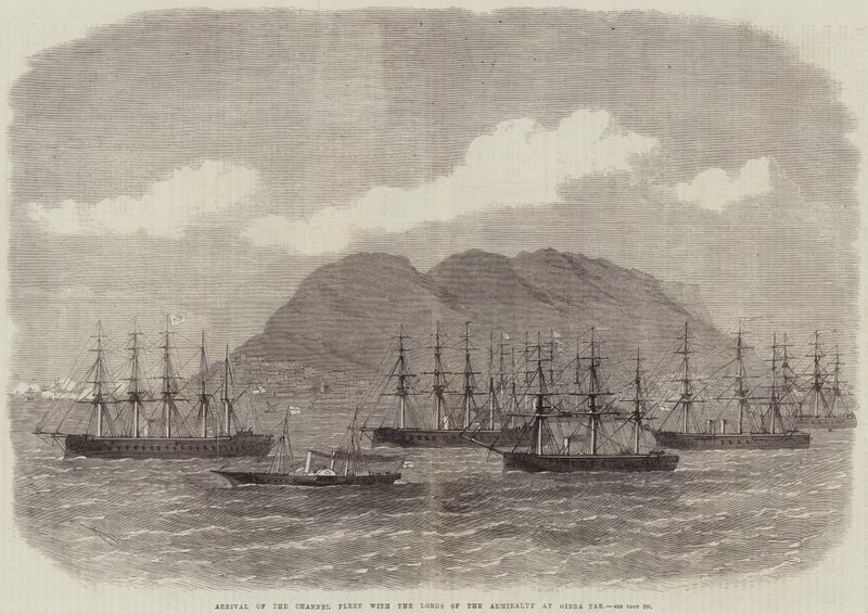 Ankomst av kanalflåten med Lords of the Admiralty til Gibraltar av Edwin Weedon