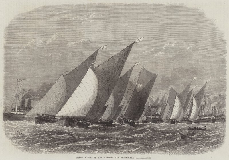 Barge Match på Themsen, utenfor Greenhithe av Edwin Weedon
