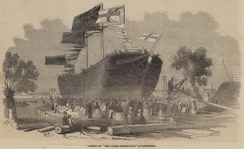 Lansering av The Louisa Shelbourne, på Battersea av Edwin Weedon